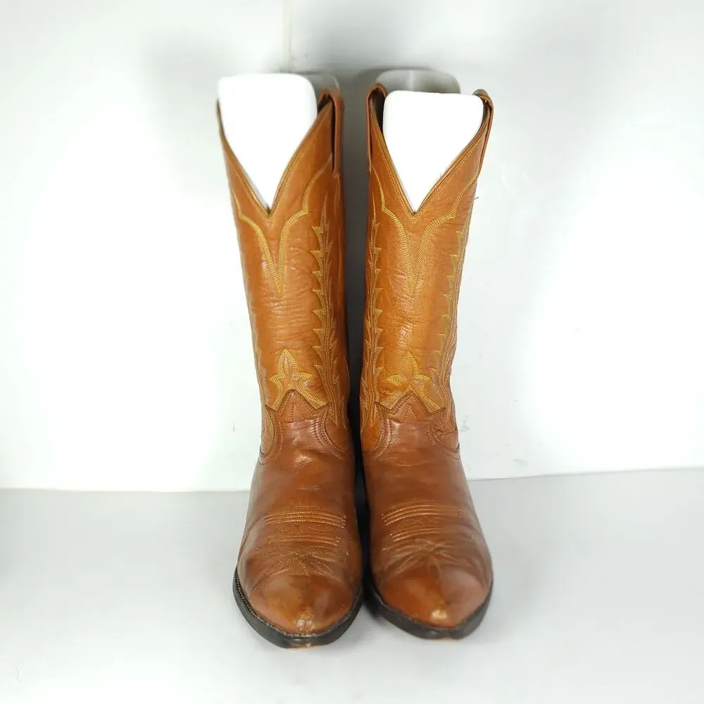 Vintage Tony Lama 0501 Men's US8D Brown Leather Western Ranch Boots